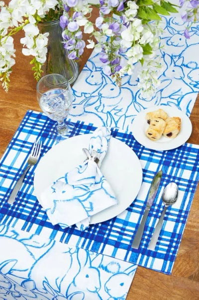 C & F Home C&f Home Blue Bunny Rabbits Easter Spring Cotton Single Placemats Set Of 6, 14" X 20" In Blue