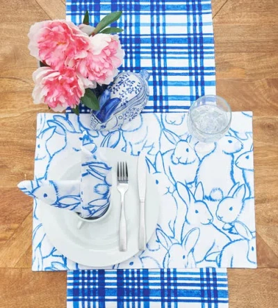 C & F Home C&f Home Blue Bunny Rabbits Easter Spring Cotton Single Placemats Set Of 6, 14" X 20" In Blue