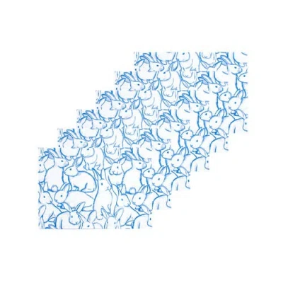 C & F Home C&f Home Blue Bunny Rabbits Easter Spring Cotton Single Placemats Set Of 6, 14" X 20" In Blue