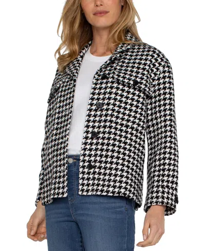 Liverpool Los Angeles Petite Boxy Notch Collar Shacket In Black