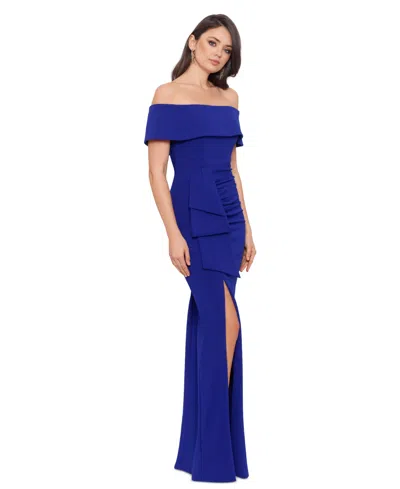 Xscape Plus Size Off-the-shoulder Gown In Blue