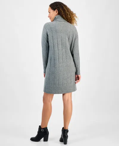 Style & Co Petite Turtleneck Sweater Dress, Macy's Exclusive In Gray