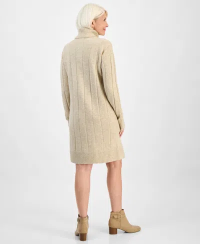 Style & Co Petite Turtleneck Sweater Dress, Macy's Exclusive In Neutral