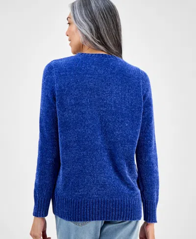 Style & Co Women's Chenille Crewneck Sweater, Macy's Exclusive In Blue