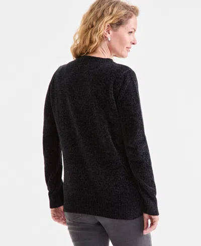 Style & Co Petite Chenille Cable Knit Sweater, Macy's Exclusive In Black