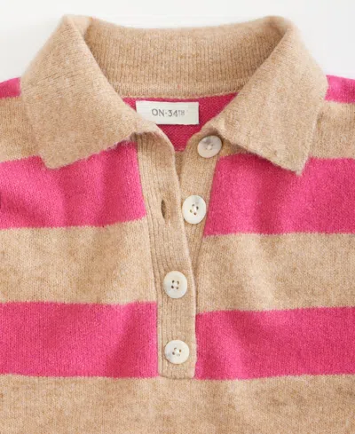On 34th Women's Striped Rugby Sweater, Macy's Exclusive In Pink