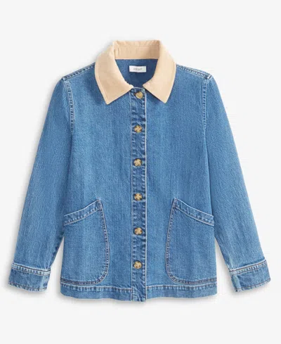On 34th Women's Denim Corduroy Collar Jacket, Macy's Exclusive In Blue