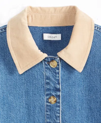 On 34th Women's Denim Corduroy Collar Jacket, Macy's Exclusive In Blue