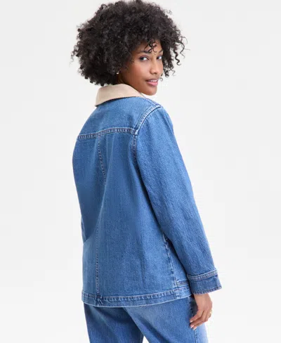 On 34th Women's Denim Corduroy Collar Jacket, Macy's Exclusive In Blue