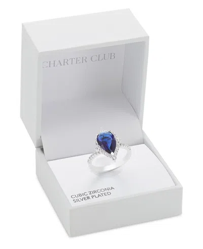 Charter Club Pave & Pear-shape Color Crystal Ring, Exclusively At Macy's In Silver