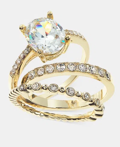 Charter Club Pave & Oval Crystal Triple-row Ring, Exclusively At Macy's In Gold