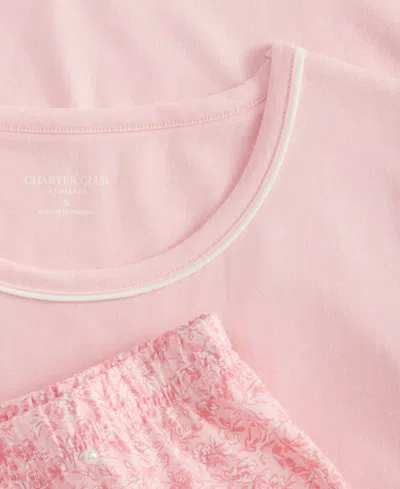 Charter Club Women's Long-sleeve Jersey Pajama Set In Pink