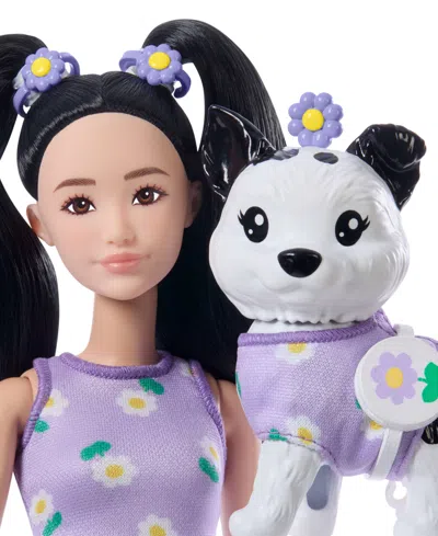 Barbie Twinning Looks Fashion Doll With Pet Dog Matching Clothes And Accessories In Purple