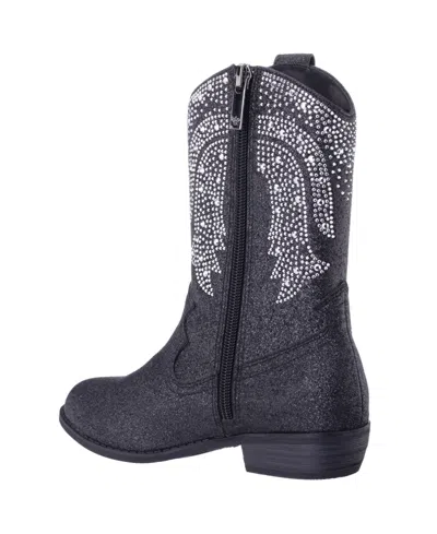 Nina Little And Big Girls Glitter Side Zip Cowboy Boots In Black