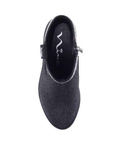 Nina Little And Big Girls Glitter Side Zip Cowboy Boots In Black