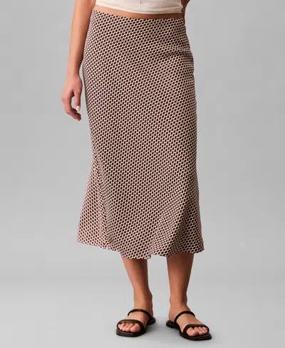 Calvin Klein Patterned Midi Skirt In Brown
