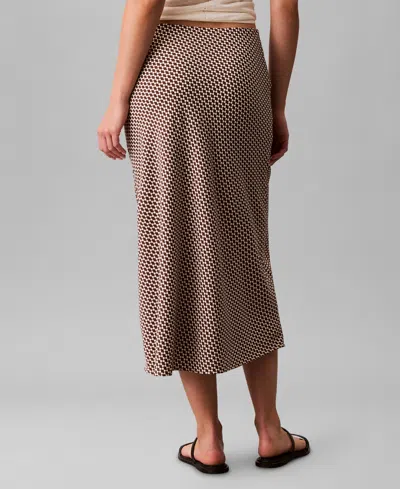 Calvin Klein Patterned Midi Skirt In Brown