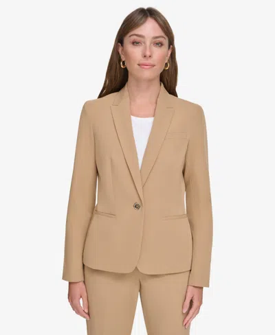 Tommy Hilfiger Womens Woven Long Sleeves One-button Blazer In Brown