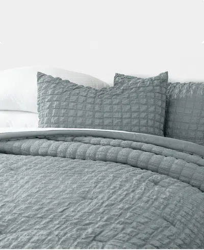 Ienjoy Home Textured Seersucker Box 3-pc. Comforter Set, Full/queen In Blue