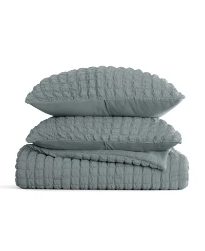 Ienjoy Home Textured Seersucker Box 3-pc. Comforter Set, Full/queen In Blue