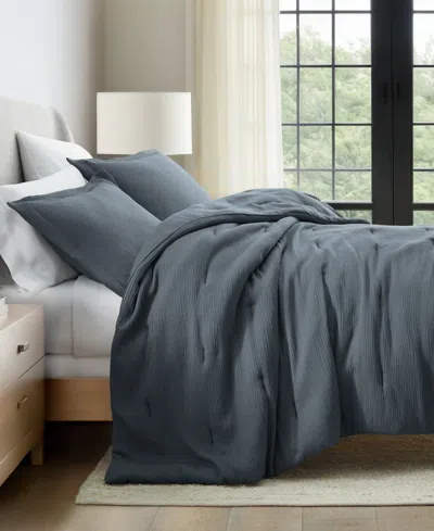 Ienjoy Home Cloud Weave Gauze 3-pc. Comforter Set, Twin/twin Xl In Blue