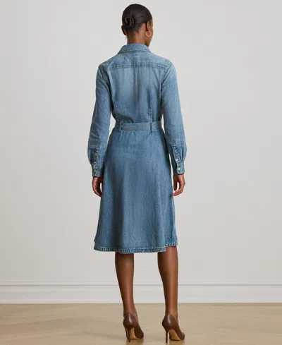 Ralph Lauren Women's Belted Denim Shirtdress In Blue