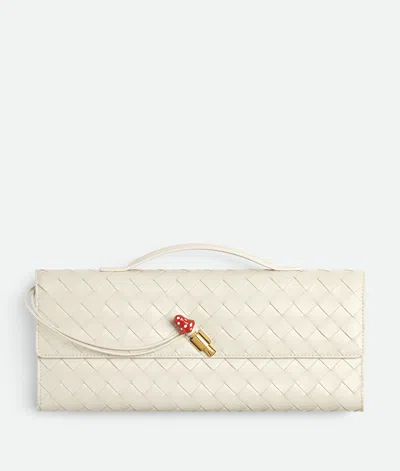 Bottega Veneta Andiamo Leather Clutch Bag In White