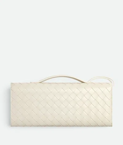 Bottega Veneta Andiamo Leather Clutch Bag In White