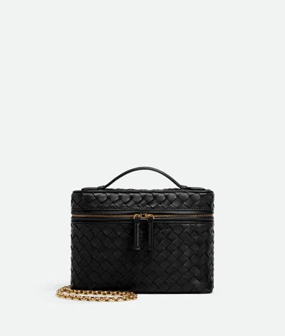 Bottega Veneta Small Soft Vanity Intrecciato Leather Crossbody Bag In Black