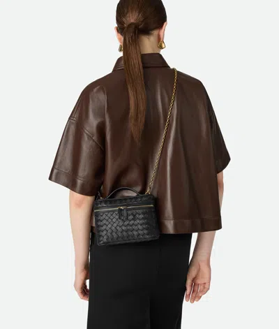 Bottega Veneta Small Soft Vanity Intrecciato Leather Crossbody Bag In Black