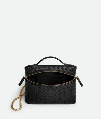 Bottega Veneta Small Soft Vanity Intrecciato Leather Crossbody Bag In Black