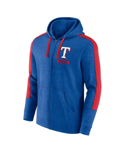 Fanatics Men's Heather Royal Texas Rangers Gains Fleece Full-zip Hoodie In Blue