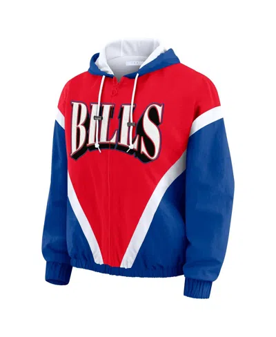 Wear By Erin Andrews Women's Red/royal Buffalo Bills Plus Size Retro Crinkle Full-zip Windbreaker Jacket In Blue