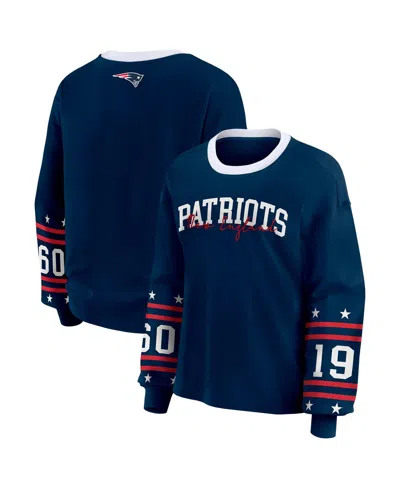 Wear By Erin Andrews Women's Navy New England Patriots Sport Long-sleeve T-shirt In Blue