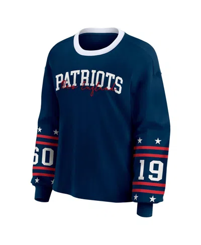 Wear By Erin Andrews Women's Navy New England Patriots Sport Long-sleeve T-shirt In Blue