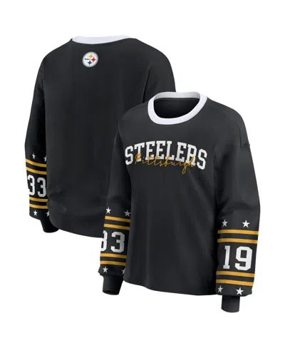 Wear By Erin Andrews Women's Black Pittsburgh Steelers Plus Size Sport Long-sleeve T-shirt In Black
