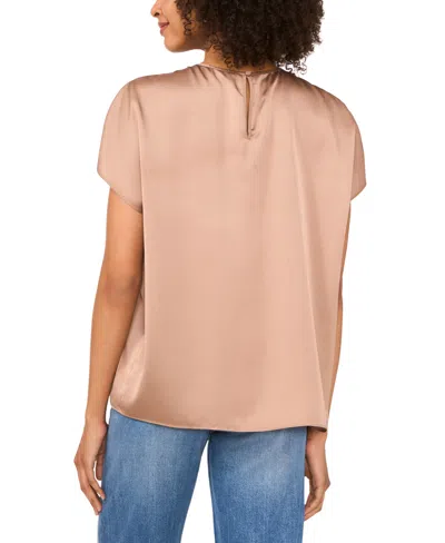 Vince Camuto Shirred Satin Top In Brown