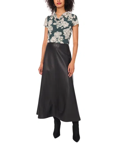 Vince Camuto Cap Sleeve Cowl Neck Top In Green