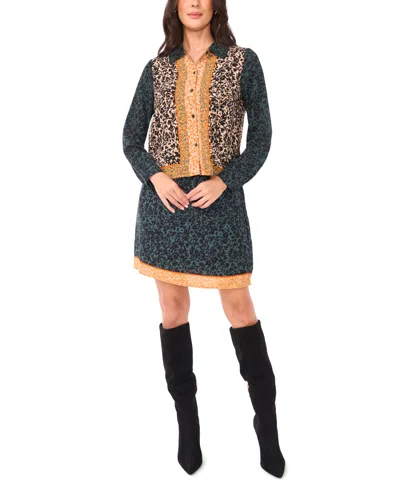 Vince Camuto Printed Blouse In Green