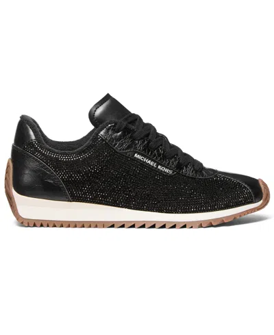 Michael Kors Rhodes Embellished Leather Trainer In Black