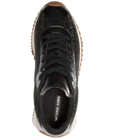 Michael Kors Rhodes Embellished Leather Trainer In Black