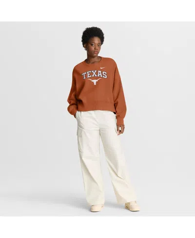 Nike Texas Orange Texas Longhorns Oversized Phoenix Arch Pullover Sweatshirt In Brown