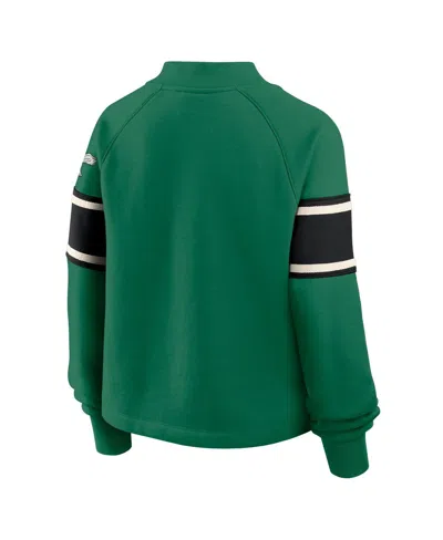 Fanatics Women's Kelly Green Philadelphia Eagles Oversized Hometown Toss Sweep Mock Neck Pullover Hoodie In Green