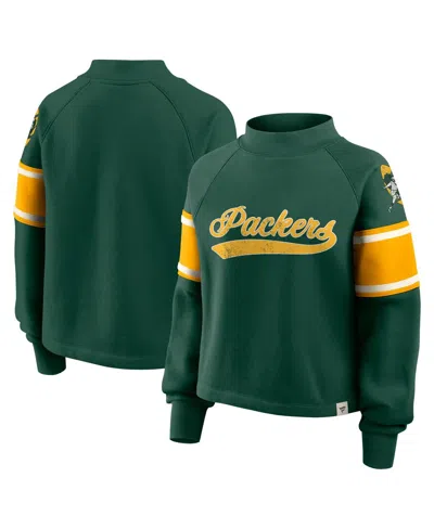 Fanatics Women's Green Green Bay Packers Oversized Hometown Toss Sweep Mock Neck Pullover Hoodie In Green