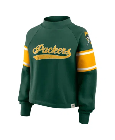 Fanatics Women's Green Green Bay Packers Oversized Hometown Toss Sweep Mock Neck Pullover Hoodie In Green