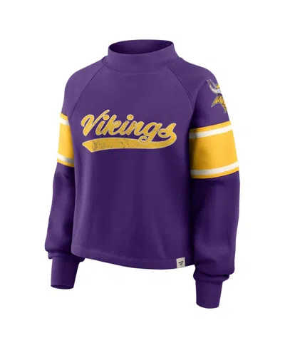 Fanatics Women's Purple Minnesota Vikings Oversized Hometown Toss Sweep Mock Neck Pullover Hoodie In Purple