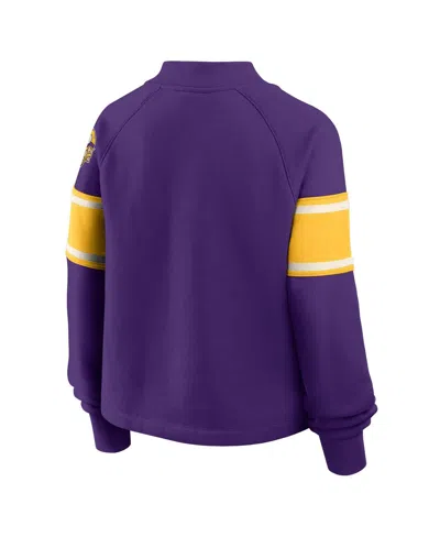Fanatics Women's Purple Minnesota Vikings Oversized Hometown Toss Sweep Mock Neck Pullover Hoodie In Purple