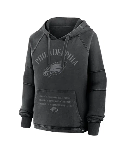Fanatics Women's Black Philadelphia Eagles Oversized Raglan Gridiron Hoodie In Black