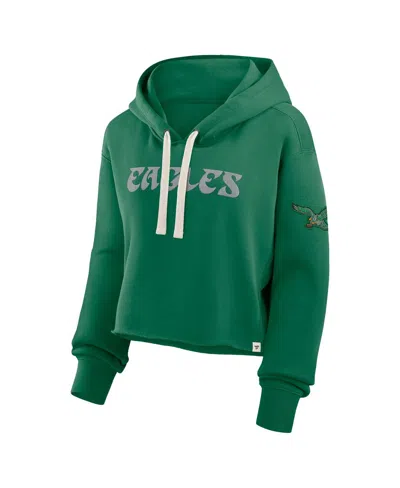 Fanatics Women's Kelly Green Philadelphia Eagles Oversized Hometown Heritage Cropped Hoodie In Green