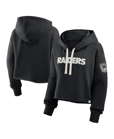 Fanatics Women's Black Las Vegas Raiders Oversized Hometown Heritage Cropped Hoodie In Blue